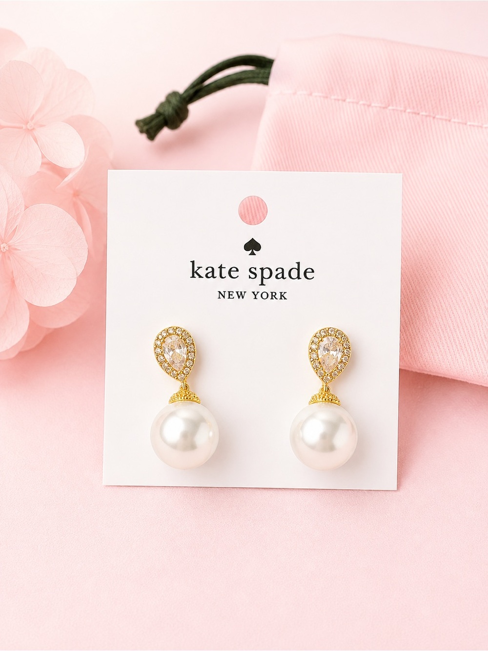 kate spade gold and white pearl teardrop earrings